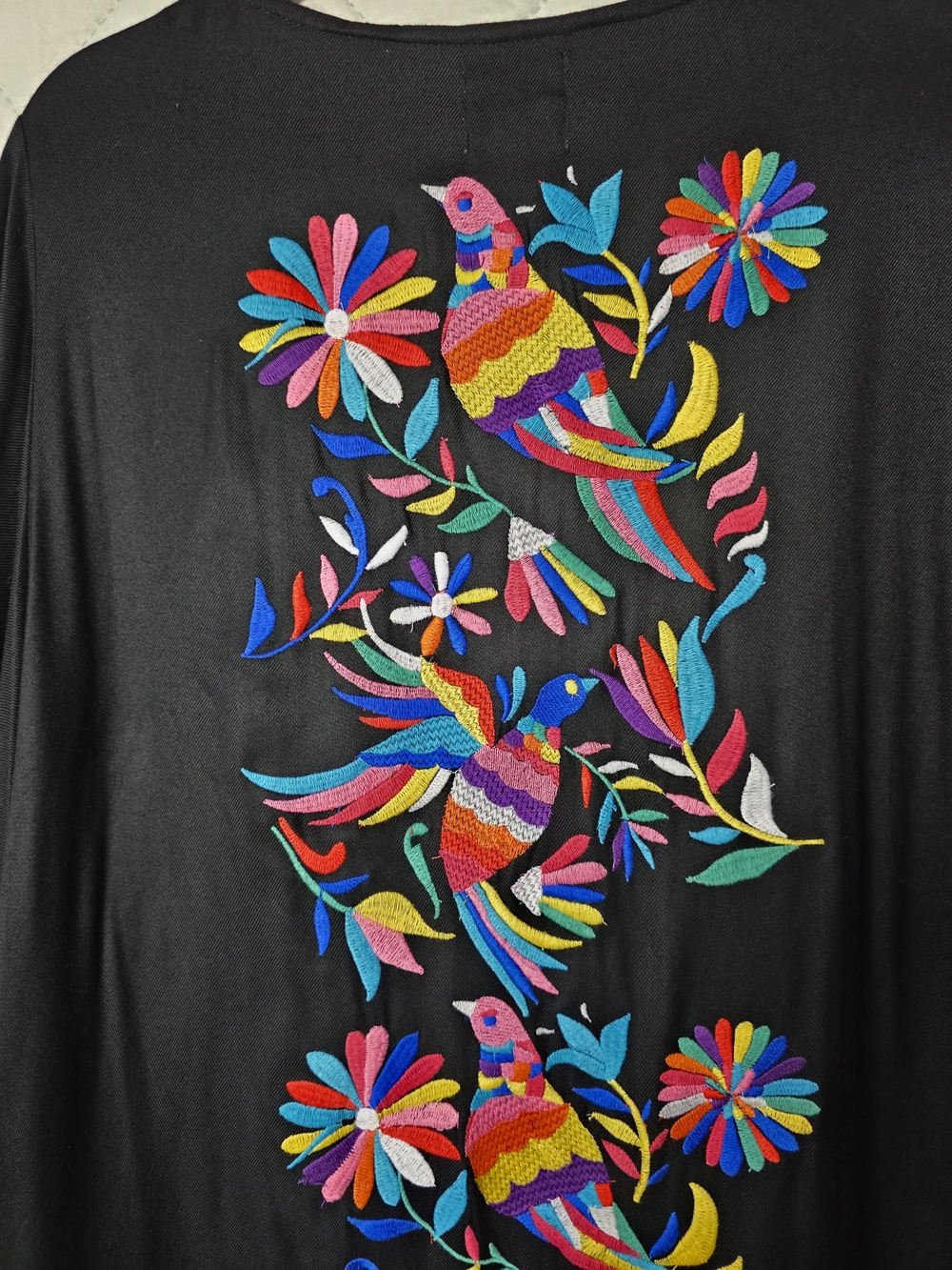 Judith March Kimono Coverup Womens Sz L Black Boho Tassel Embroidered Geometric - Picture 4 of 8